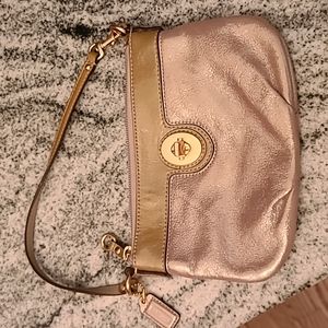Coach wristlet/small purse gold and brown